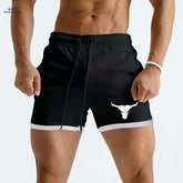Men's Quick-Dry Athletic Shorts - Breathable Mesh & Geometric Design