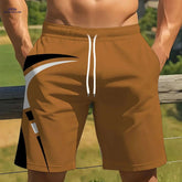 Men's Quick-Dry Summer Shorts - Beige & Black Geometric Print
