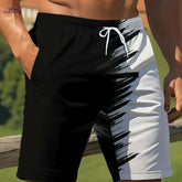 Men's Summer Beach Shorts - Light Quick-Dry, Black & White Print