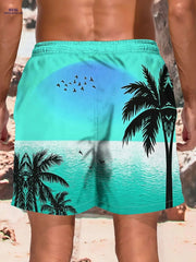 Men's Summer Beach Shorts - Vibrant Palm Tree Print, Lightweight & Casual