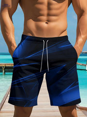 Men's Summer Breathable Shorts - Casual Drawstring, Geometric Print