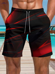 Men's Summer Breathable Shorts - Casual Drawstring, Geometric Print