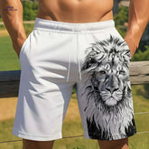 Men's Summer Casual Lion Print Beach Shorts - Lightweight & Stylish
