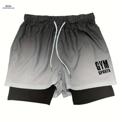 Men's Summer Sports Shorts - Ombre Design, Medium Stretch Fit
