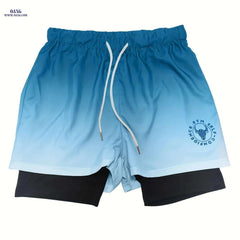 Men's Summer Sports Shorts - Ombre Design, Medium Stretch Fit