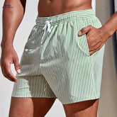 Men's Lightweight Striped Shorts - Casual Sportswear, Woven Fabric