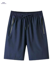 Men's Navy Blue Summer Shorts - Loose-Fit, Elastic Waist Drawstring