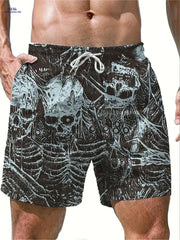 Men's Skeleton Pattern Sports Shorts - Stylish & Functional Fitness Wear