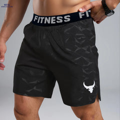 Men's Summer Casual Shorts - "Bull" Print with Pocket, Regular Fit