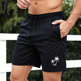 Quick-Dry Men's Beach Shorts - Lightweight Tropical Print for Outdoor Fun
