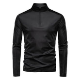 Spring Summer New Men's Solid Blank Turtleneck Collar Long Sleeve Half Zipper Anti-Pilling Base Shirt UV Protection