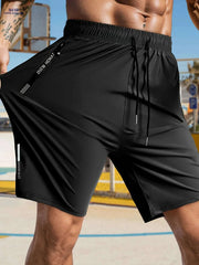 Stylish High-Stretch Men's Casual Shorts - Drawstring & Zipper Pockets