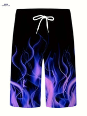 Stylish Men's 3D Fire Print Shorts - Quick-Dry, Casual & Comfortable