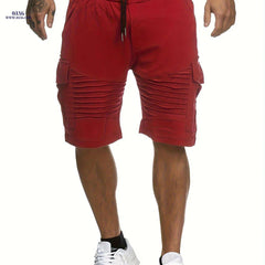 Summer Men's Casual Shorts - Striped Athletic Fit with Pockets