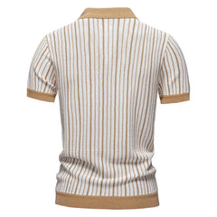 Summer New European and American Men's Short-sleeved Twill Yarn Dyed Striped Fashion Casual for Shirt