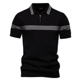 Summer New Lapel POLO Shirt Fashion Striped Men's Business Short Sleeve Top