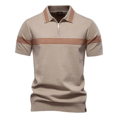 Summer New Lapel POLO Shirt Fashion Striped Men's Business Short Sleeve Top