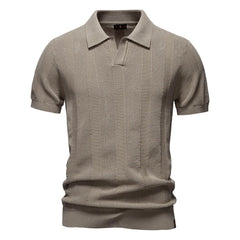 Summer New Men's Jersey Yarn Dyed Solid Hollow Short Sleeve Casual for Shirt