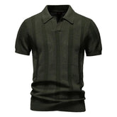 Summer New Men's Jersey Yarn Dyed Solid Hollow Short Sleeve Casual for Shirt