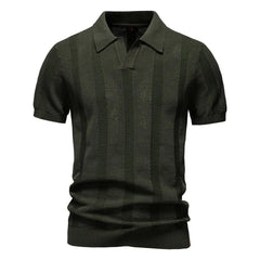 Summer New Men's Jersey Yarn Dyed Solid Hollow Short Sleeve Casual for Shirt
