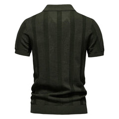 Summer New Men's Jersey Yarn Dyed Solid Hollow Short Sleeve Casual for Shirt