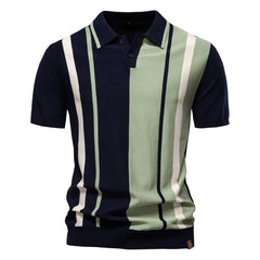 Summer New Men's Lapel Short-sleeved Knitted Canvas Solid for Shirt