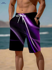 Trendy Men's Geometric Print Active Shorts - Drawstring Beach Style