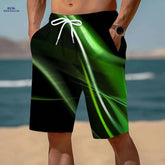 Trendy Men's Geometric Print Active Shorts - Drawstring Beach Style