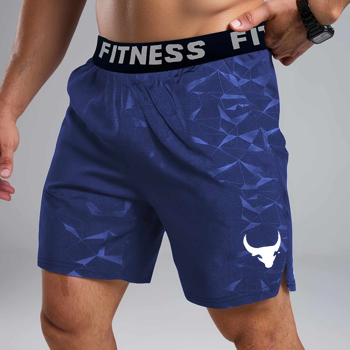 Men's Summer Casual Shorts - "Bull" Print with Pocket, Regular Fit