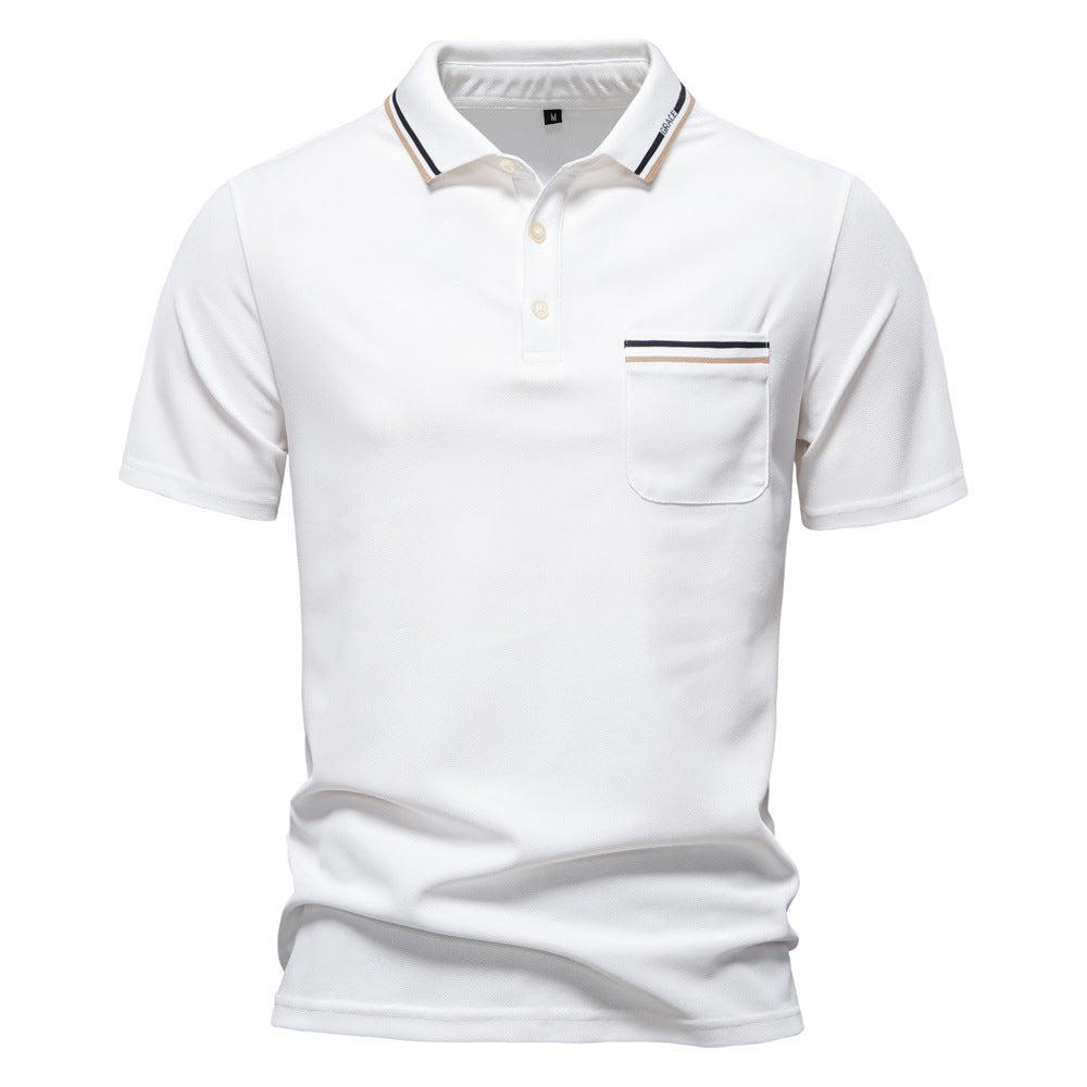 Men’s Summer Short-Sleeve Polo Shirt – Lapel Design, Business Casual Style