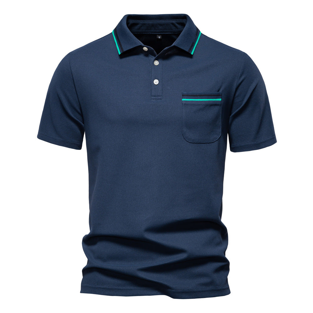 Men’s Summer Short-Sleeve Polo Shirt – Lapel Design, Business Casual Style