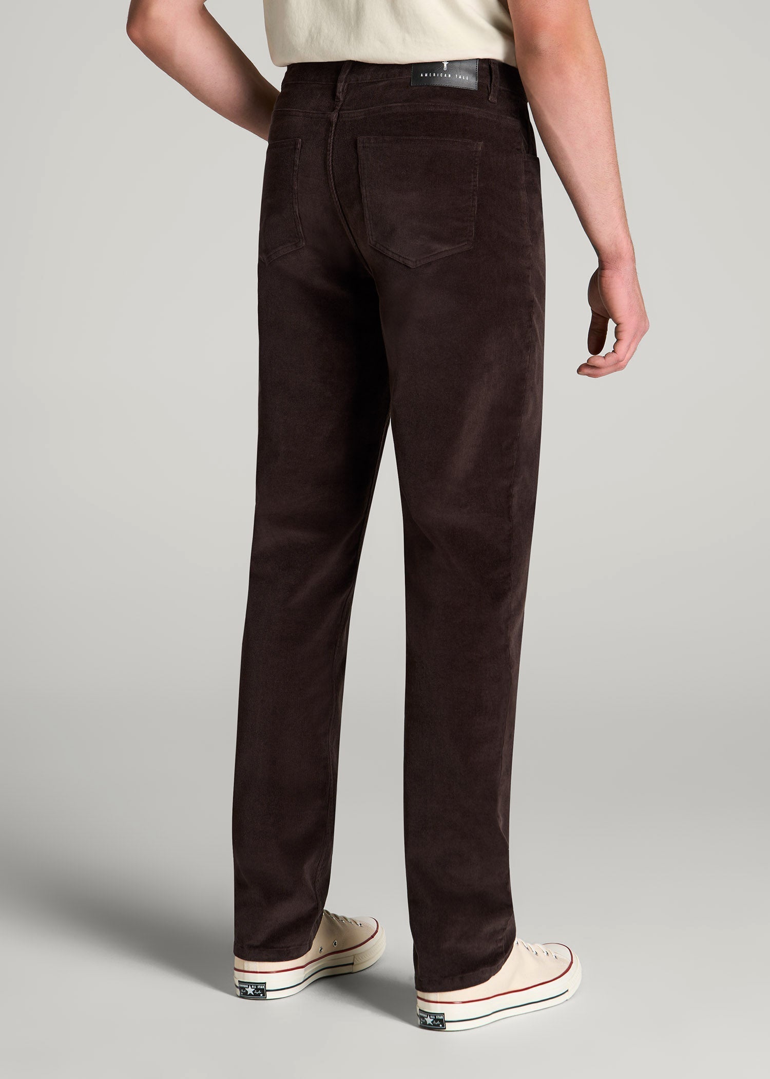 STRAIGHT-LEG Stretch Corduroy Pants for Tall Men in Chocolate