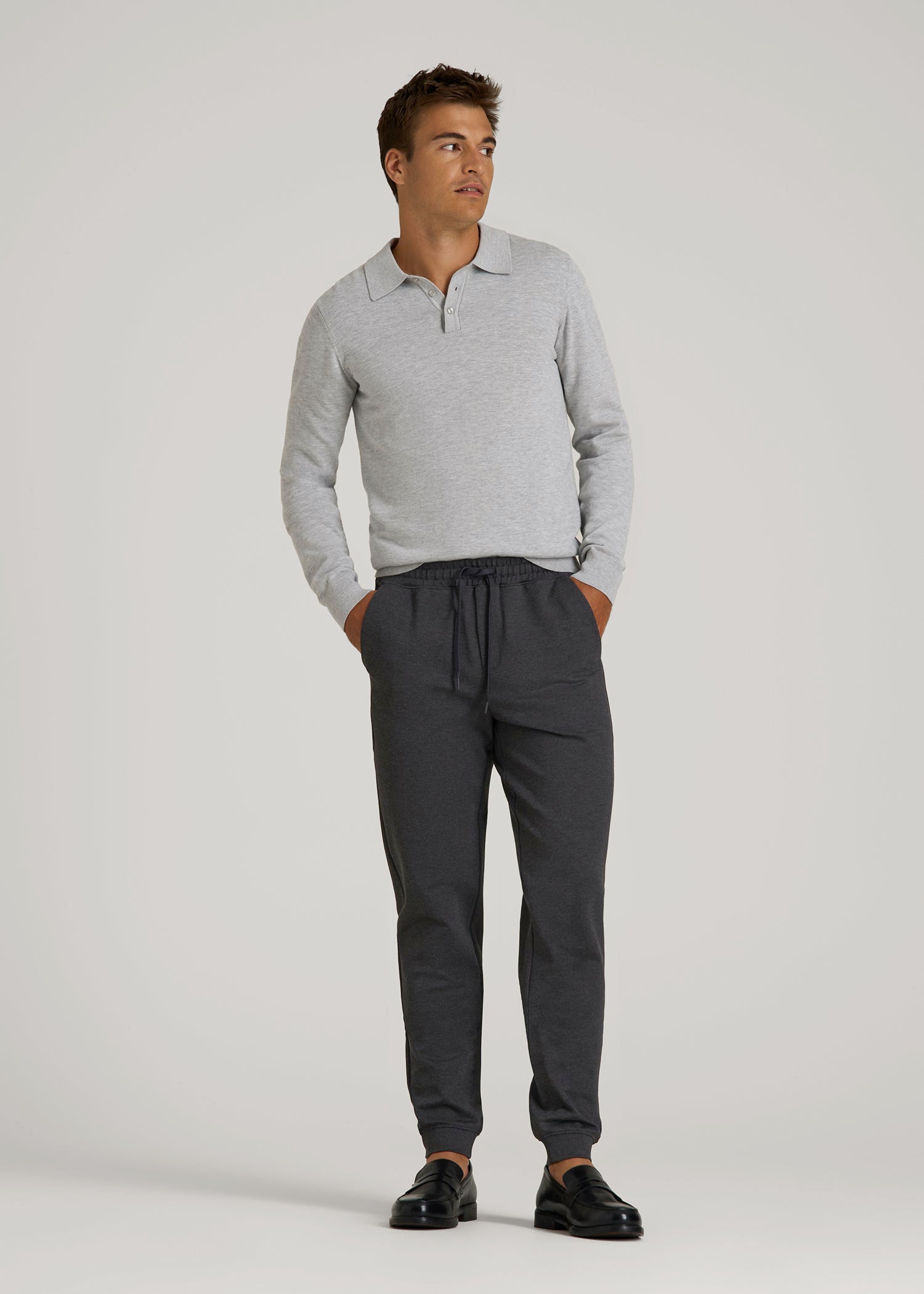 Flex Ponte Jogger for Tall Men in Dark Charcoal Heather