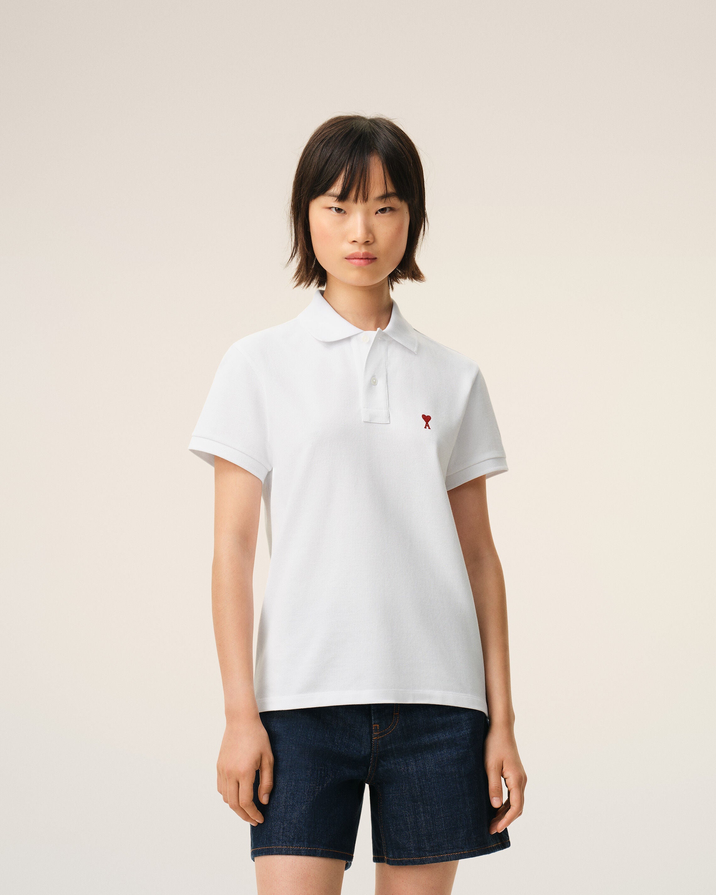 White Cotton polo with Ami De Coeur
