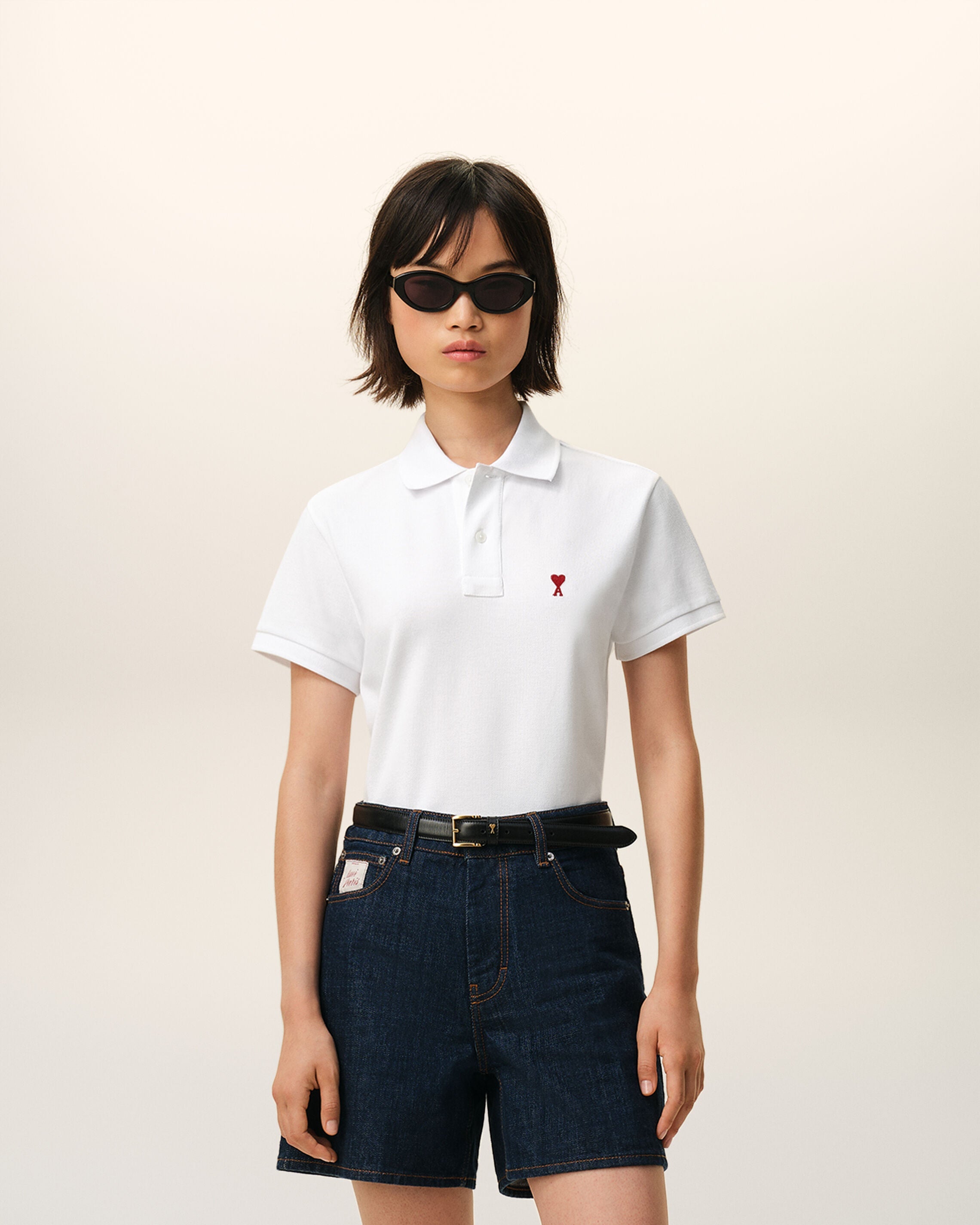 White Cotton polo with Ami De Coeur