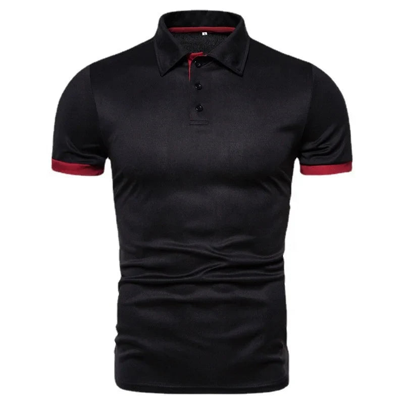 Spring Summer New Men's Solid Short Sleeve Polo Shirt Stylish Business Casual Lapel Top