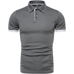 Spring Summer New Men's Solid Short Sleeve Polo Shirt Stylish Business Casual Lapel Top