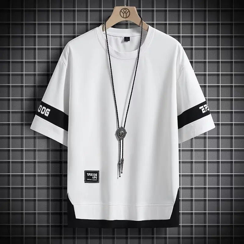 New Short-sleeved T-shirt Men's Summer Thin Top Hong Kong-style Fashionable Ins Casual Half-sleeved Shirt