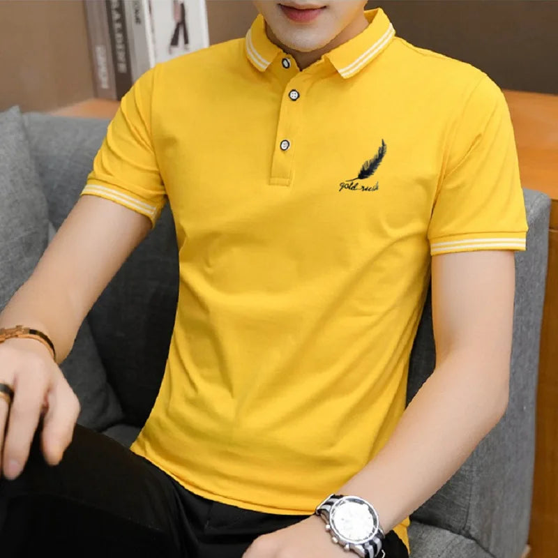 Summer Stand-up Collar Polo Shirt Business Gentleman Short-sleeved Fashion Men's Short Tpolo Shirt