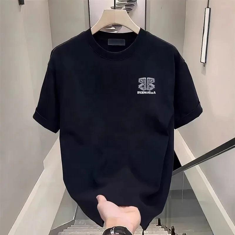 Unisex Casual Short-Sleeve Cotton T-Shirt - Summer Trendy Brand Printed Design Loose Fit & Versatile Crew Neck Stylish Top