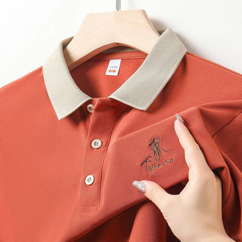 Summer Trending Breathable Short-Sleeved Lapel T-Shirt Men Casual Style Polo Shirts