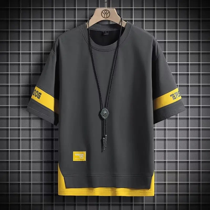 New Short-sleeved T-shirt Men's Summer Thin Top Hong Kong-style Fashionable Ins Casual Half-sleeved Shirt