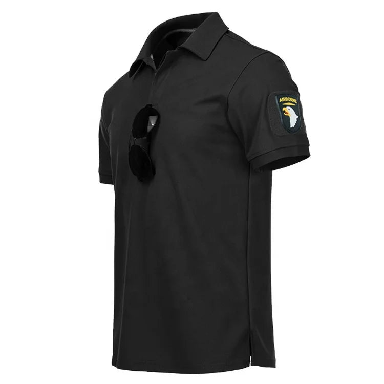 Men's Breathable Quick Dry Mercerized Short Sleeve Polo Shirt Tactical Shirt Hiking Hunting Training Stretchy Loose Polo Shirt