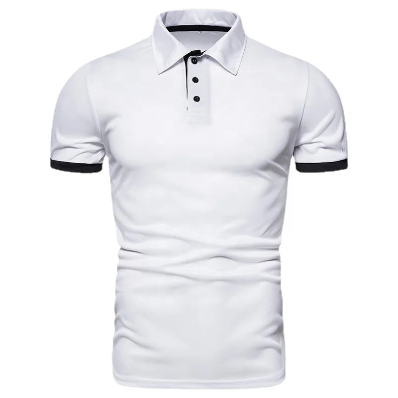 Spring Summer New Men's Solid Short Sleeve Polo Shirt Stylish Business Casual Lapel Top