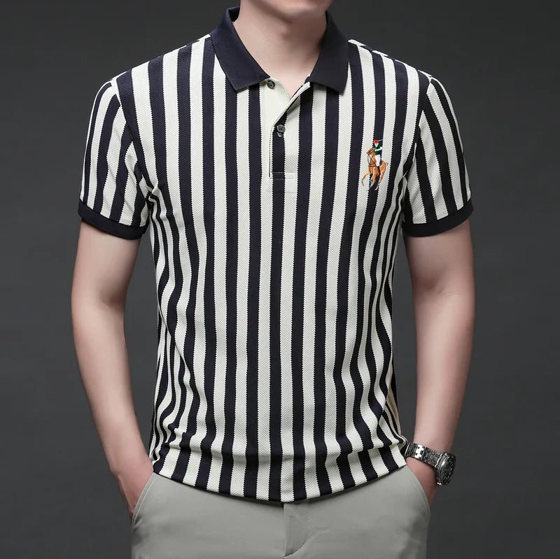Summer New Men's High Quality Embroidered Polo Shirt Loose Fit Short Sleeve Casual Top