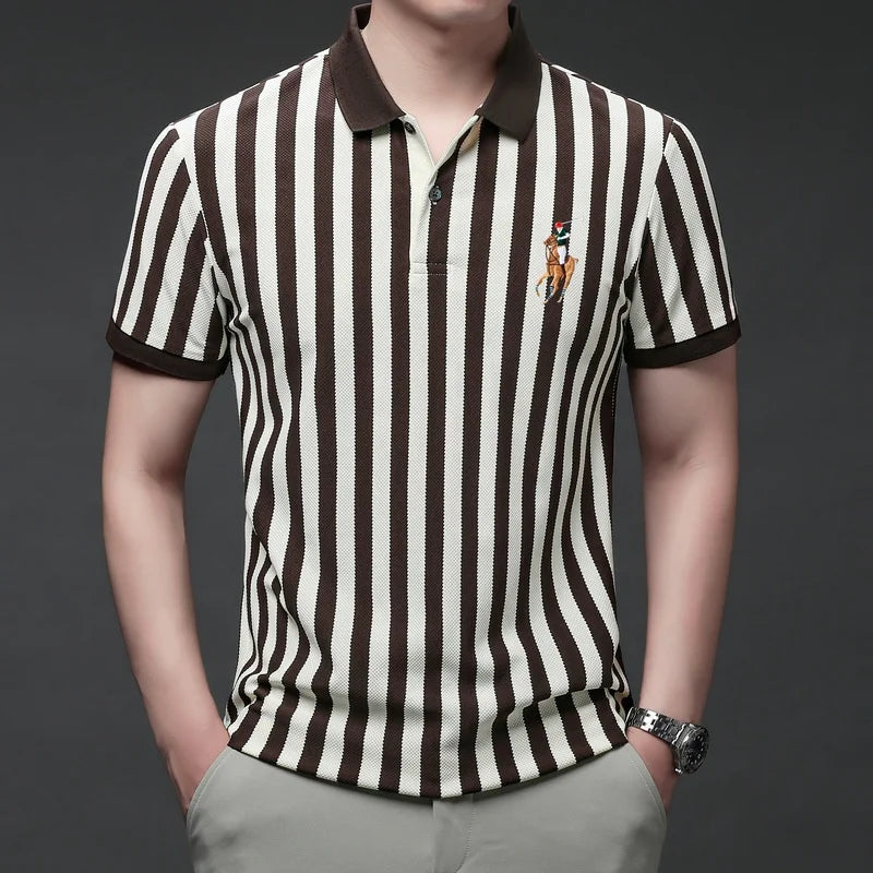 Summer New Men's High Quality Embroidered Polo Shirt Loose Fit Short Sleeve Casual Top