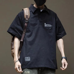 Summer Overalls Shirt Men's Polo Shirt Loose Large Size Men's Shirt Autumn Short-sleeved T-shirt Casual Top