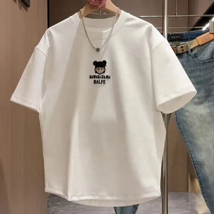 New Summer Printed Loose Casual Half-sleeved T-shirt Men's Fashionable All-match Trendy Short-sleeved Top