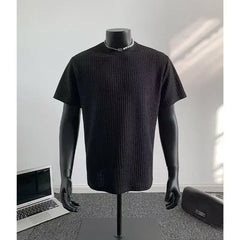 Men's Summer Casual Style Solid Breathable Loose Fit Short-Sleeved Knitted T-Shirt