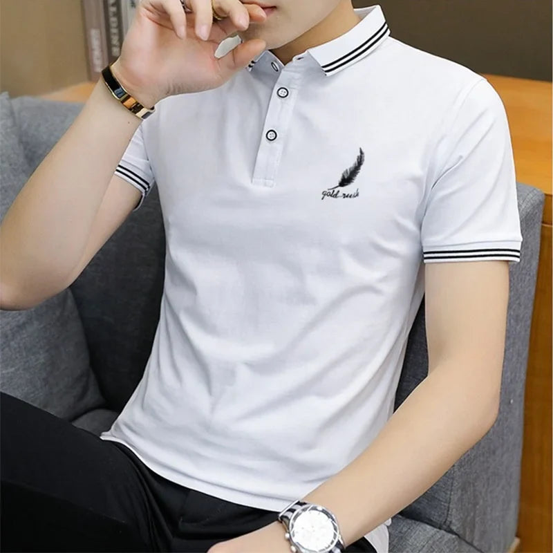 Summer Stand-up Collar Polo Shirt Business Gentleman Short-sleeved Fashion Men's Short Tpolo Shirt